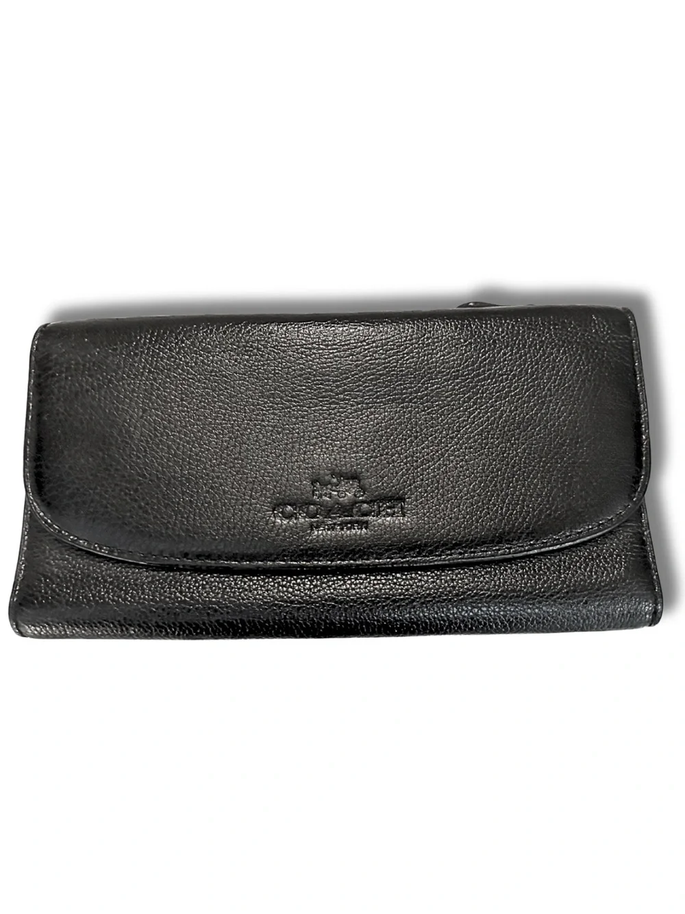 Coach Slim Envelope Wallet Pebbled Leather Black F52715 Card Holder Clutch